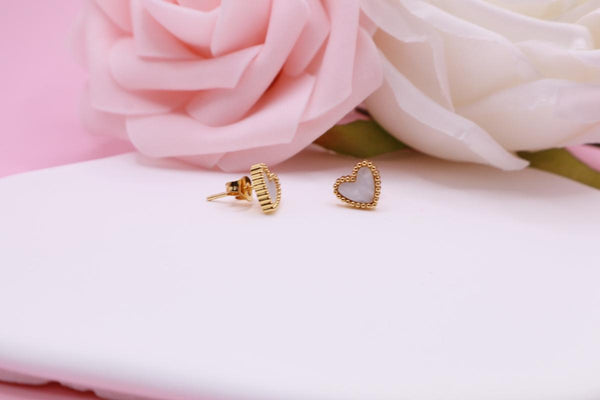 Aretes Pequeños de Trébol y Corazón en Acero Inoxidable