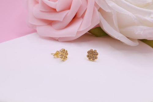 Aretes Mini Luxury con Zirconia en Oro Laminado 18K