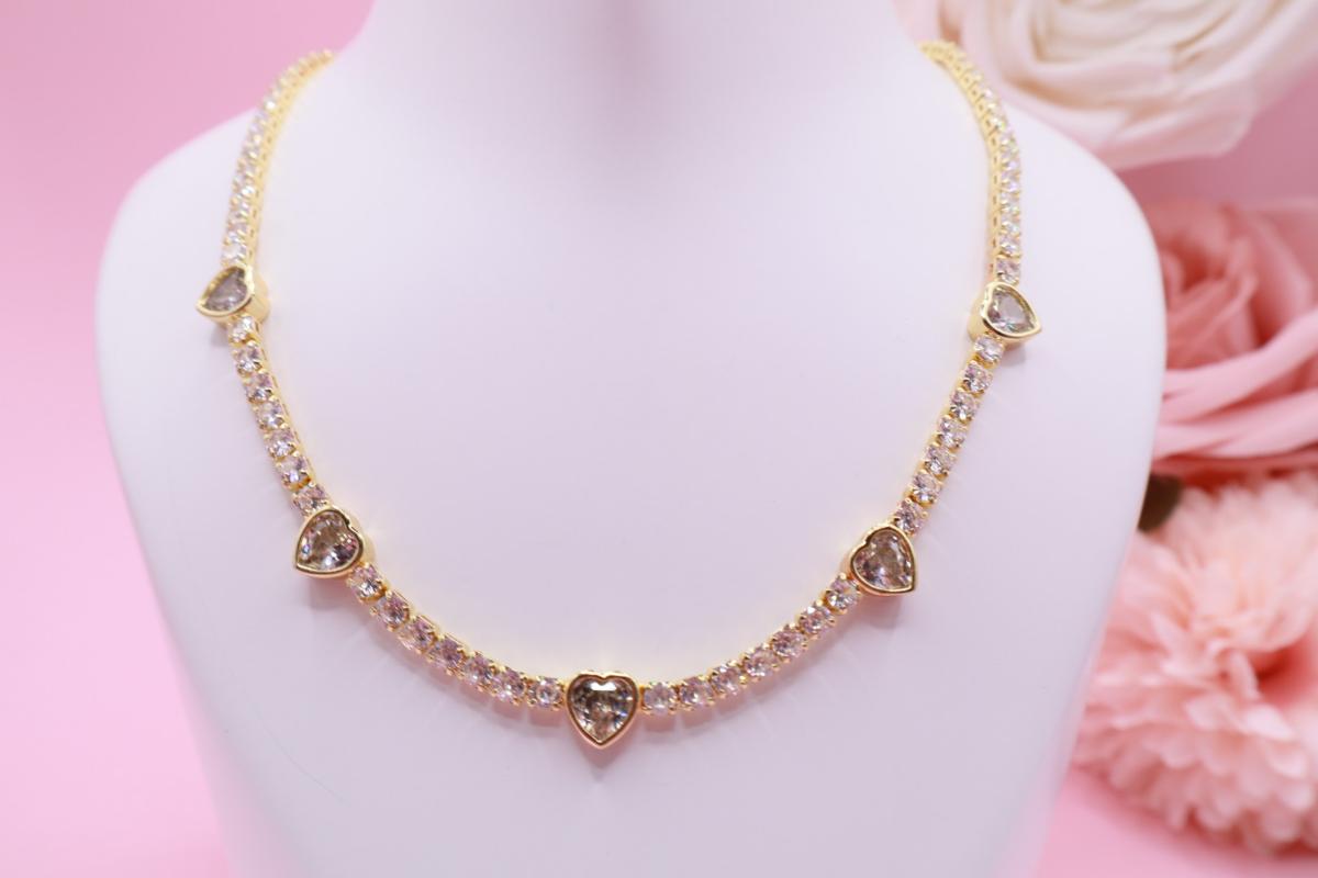 Gargantilla Brillante en Oro Laminado 18K con Zirconias brillantes