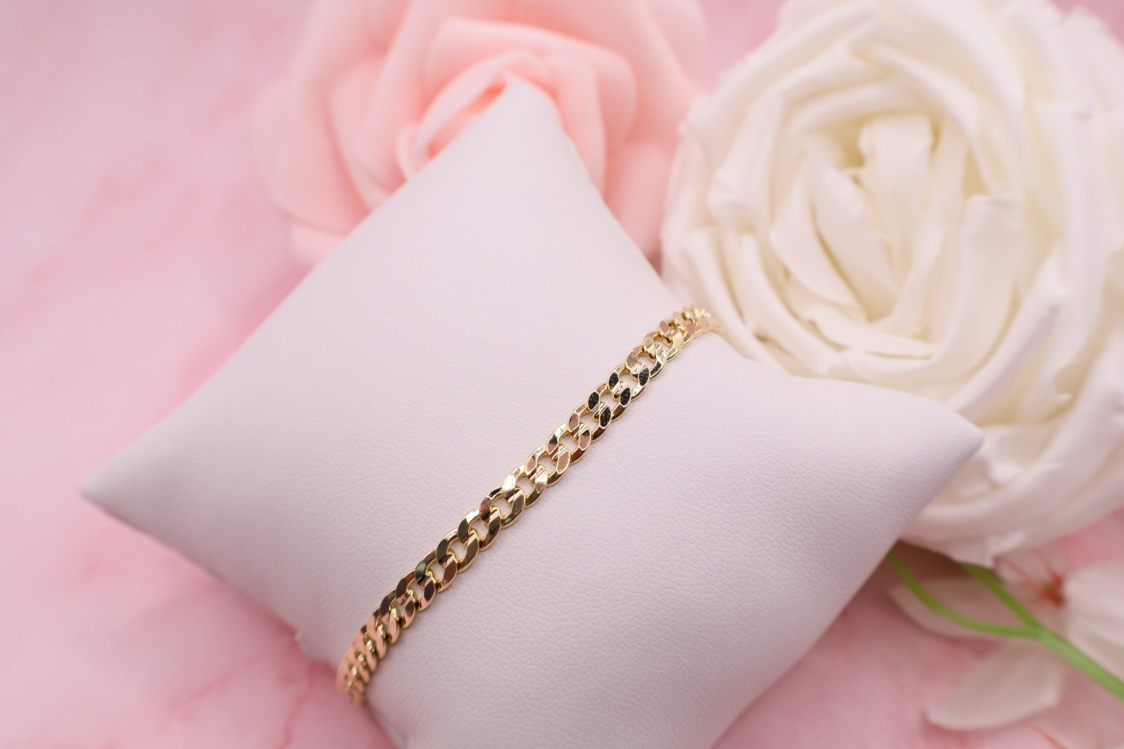 Pulsera tejido cubano en baño de oro 18k