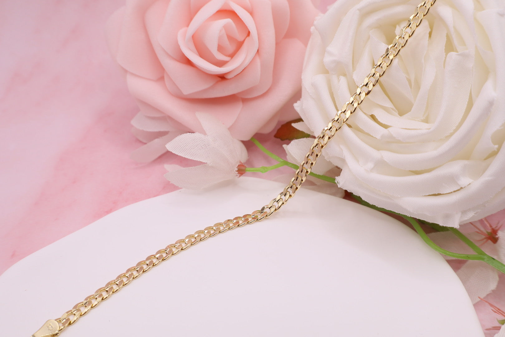 Pulsera tejido cubano en baño de oro 18k