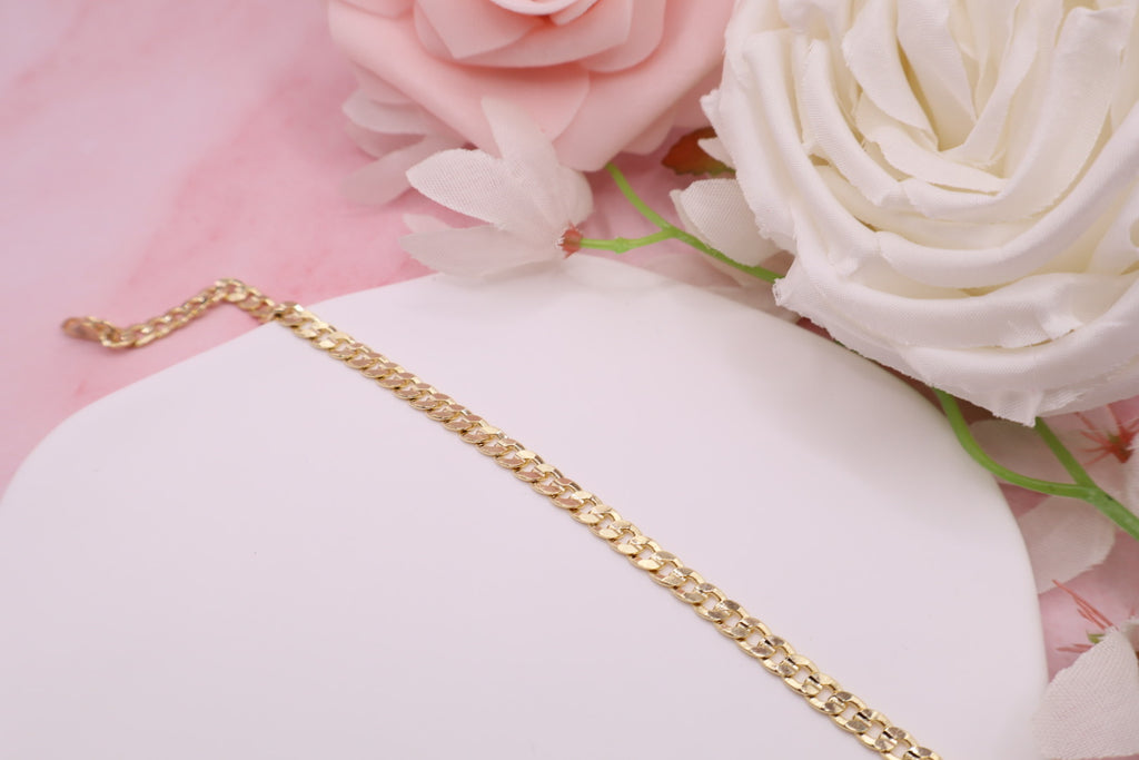 Pulsera tejido cubano en baño de oro 18k