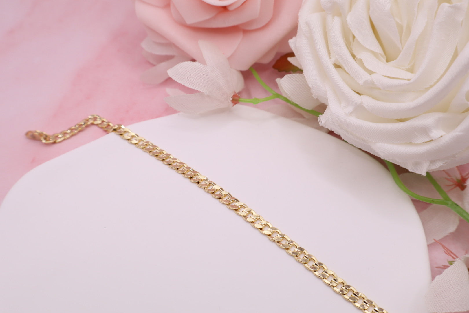 Pulsera tejido cubano en baño de oro 18k