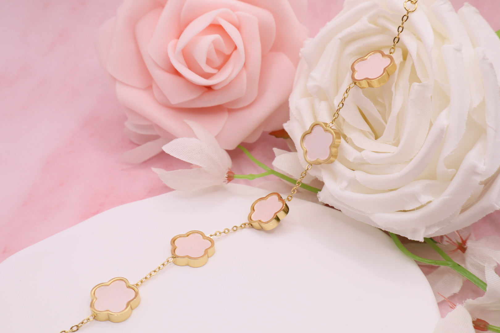 Pulseras de trebol de 5 hojas en acero inoxidable