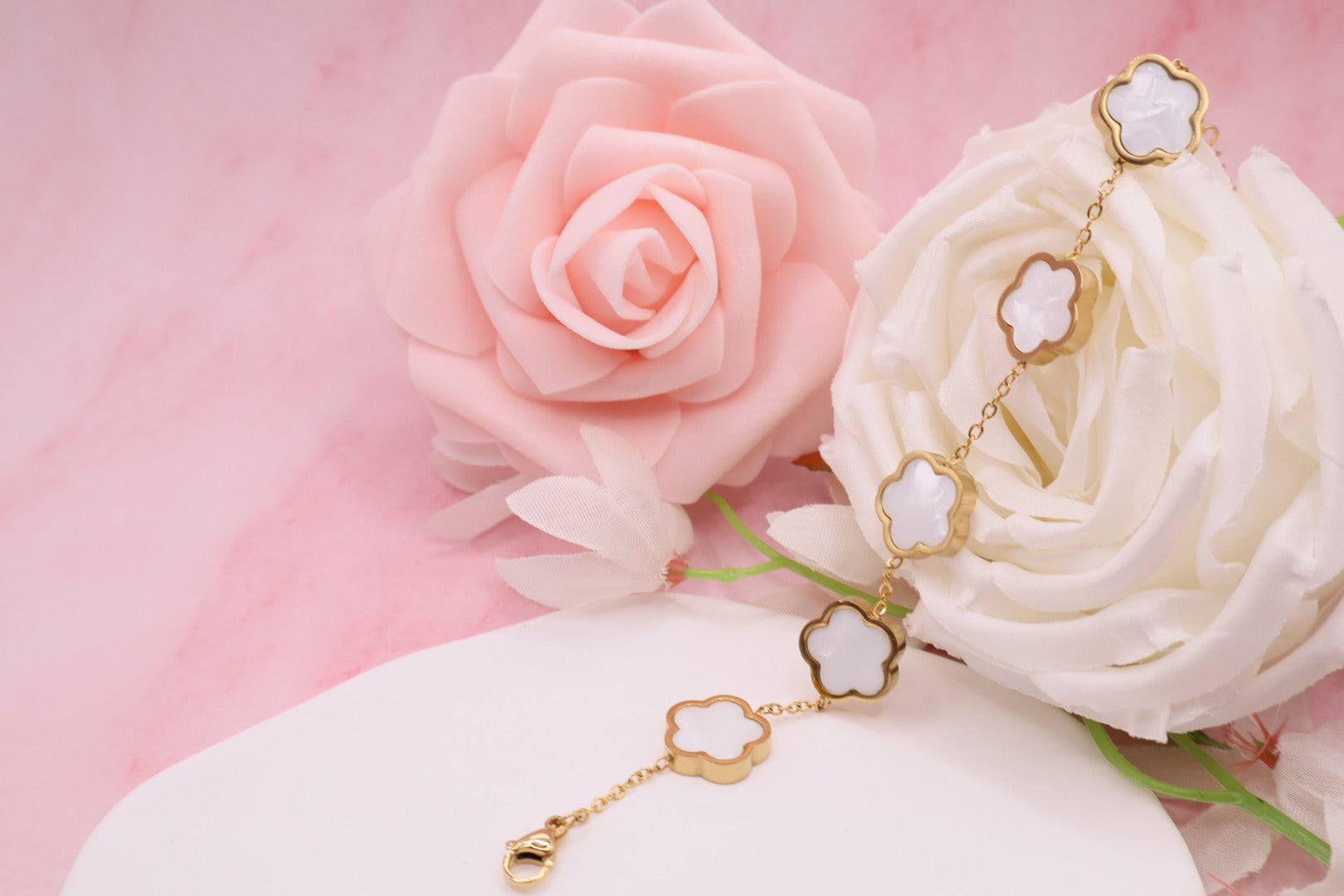 Pulseras de trebol de 5 hojas en acero inoxidable