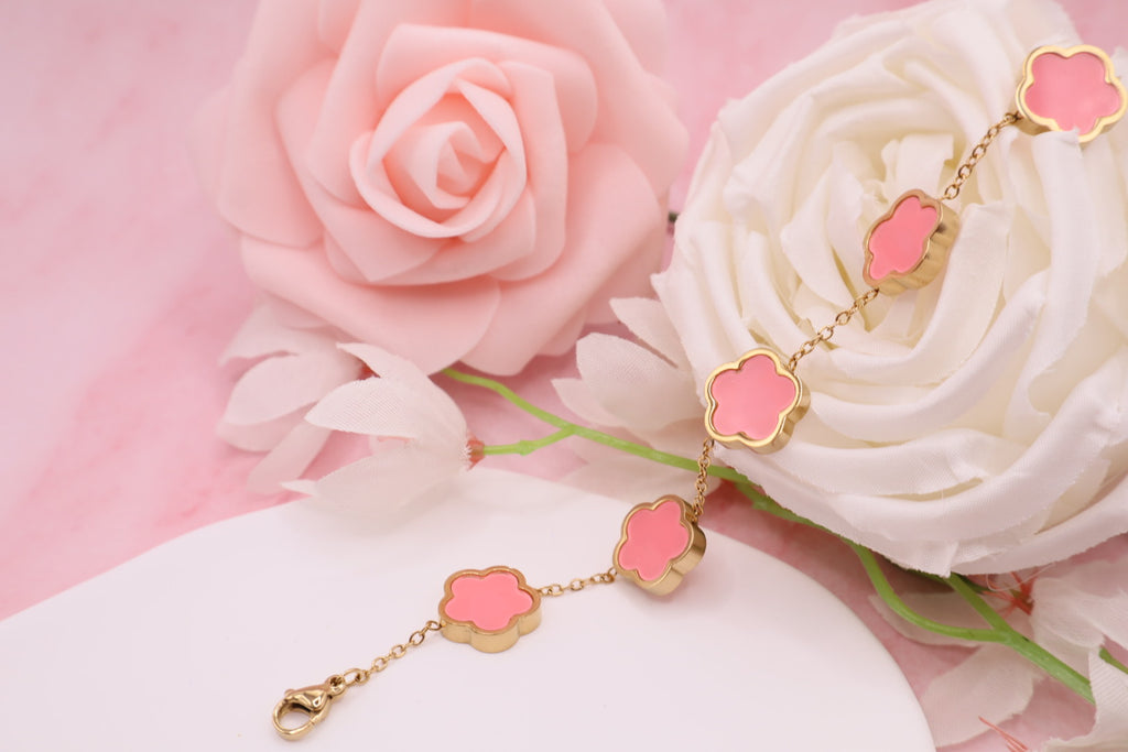 Pulseras de trebol de 5 hojas en acero inoxidable