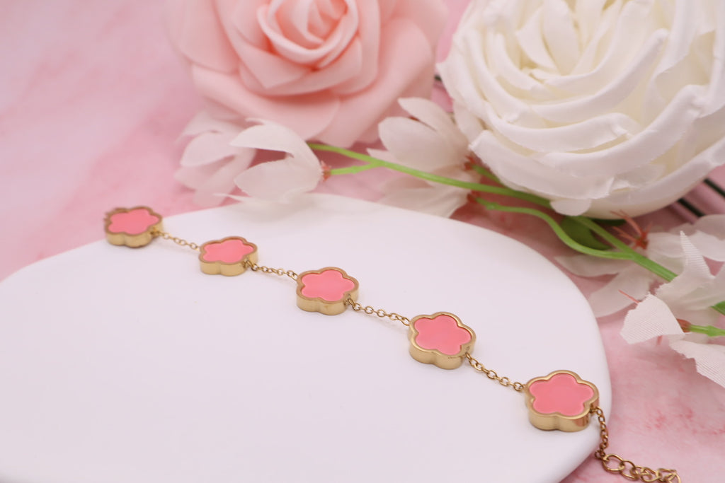 Pulseras de trebol de 5 hojas en acero inoxidable