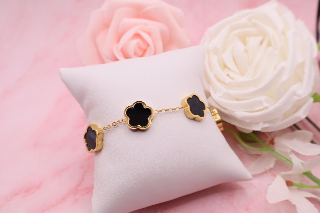 Pulseras de trebol de 5 hojas en acero inoxidable