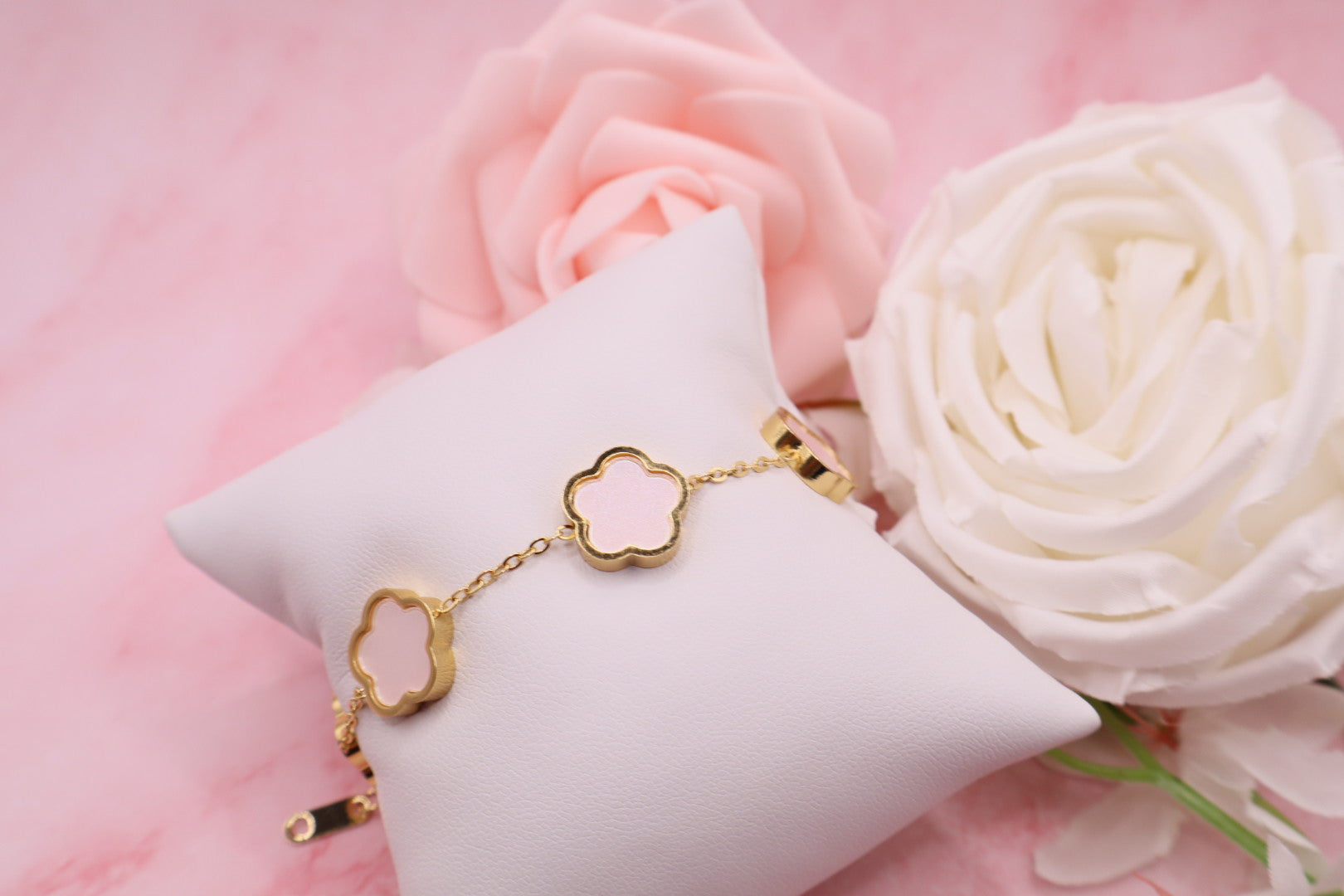 Pulseras de trebol de 5 hojas en acero inoxidable