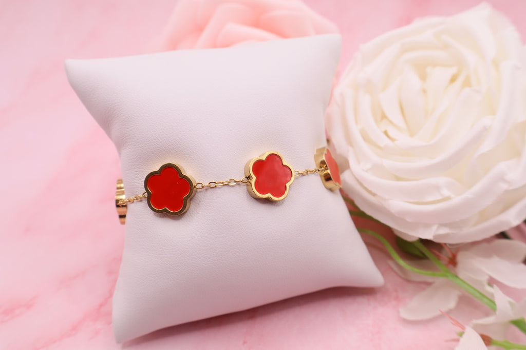 Pulseras de trebol de 5 hojas en acero inoxidable