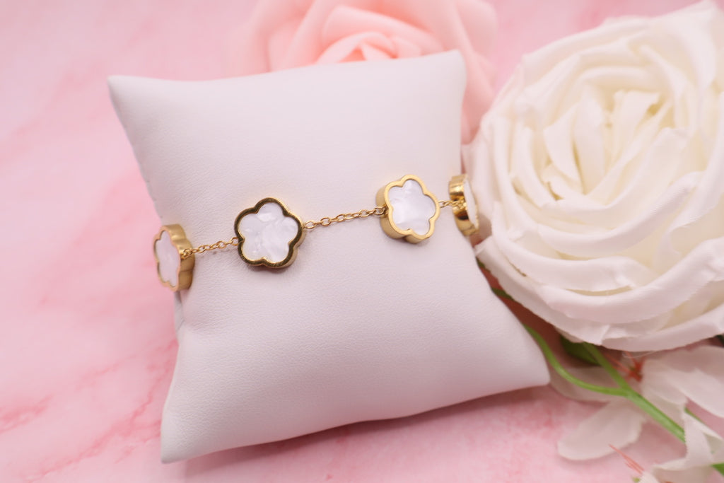 Pulseras de trebol de 5 hojas en acero inoxidable