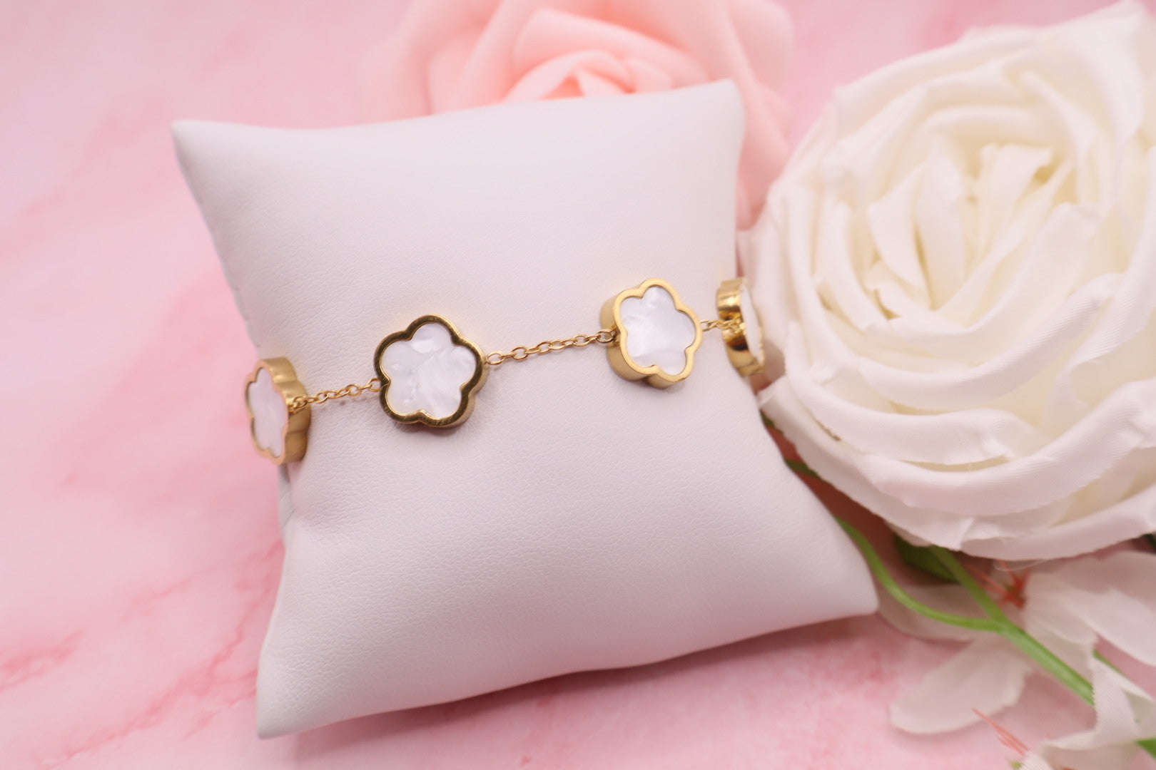 Pulseras de trebol de 5 hojas en acero inoxidable