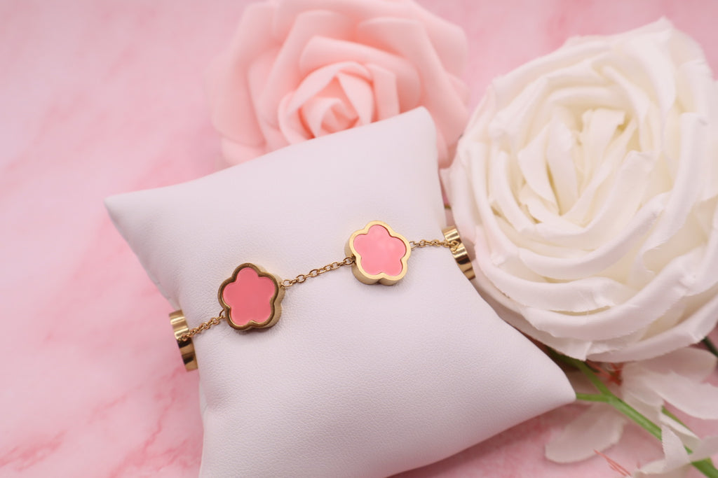 Pulseras de trebol de 5 hojas en acero inoxidable