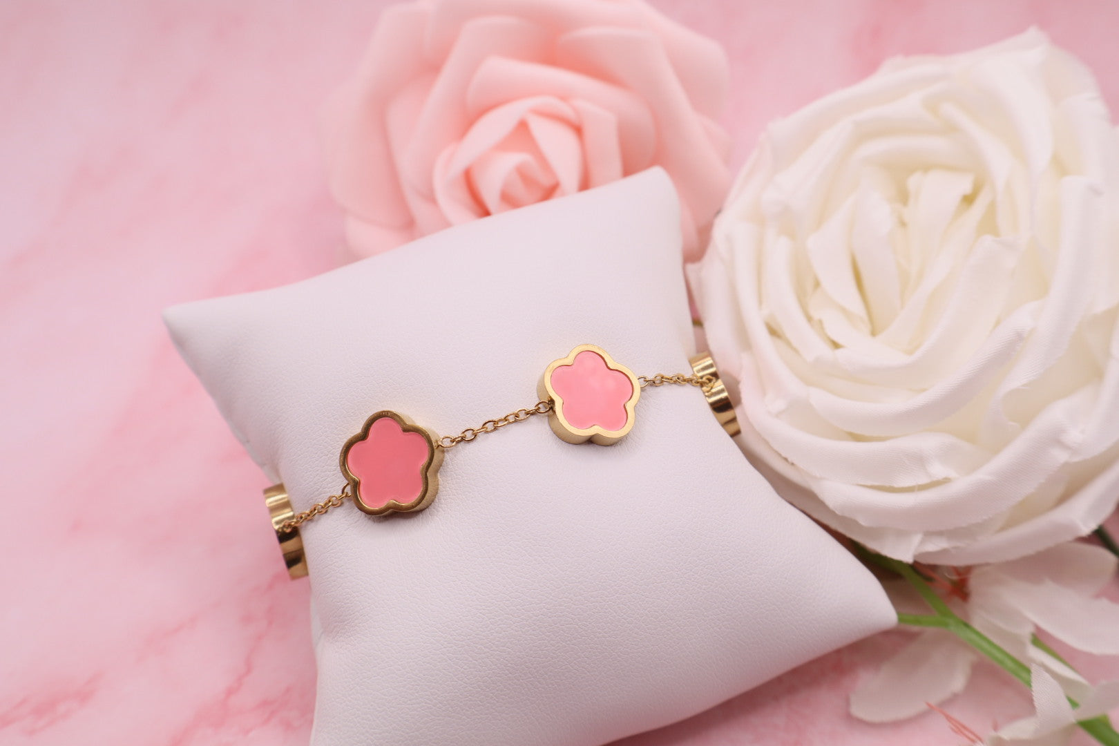 Pulseras de trebol de 5 hojas en acero inoxidable