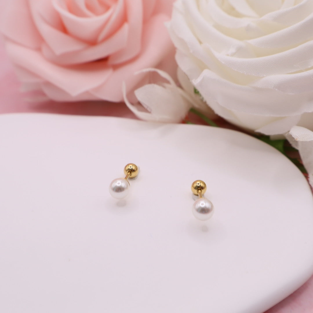 Pendientes con cierre de rosca (broqueles) en acero inoxidable.