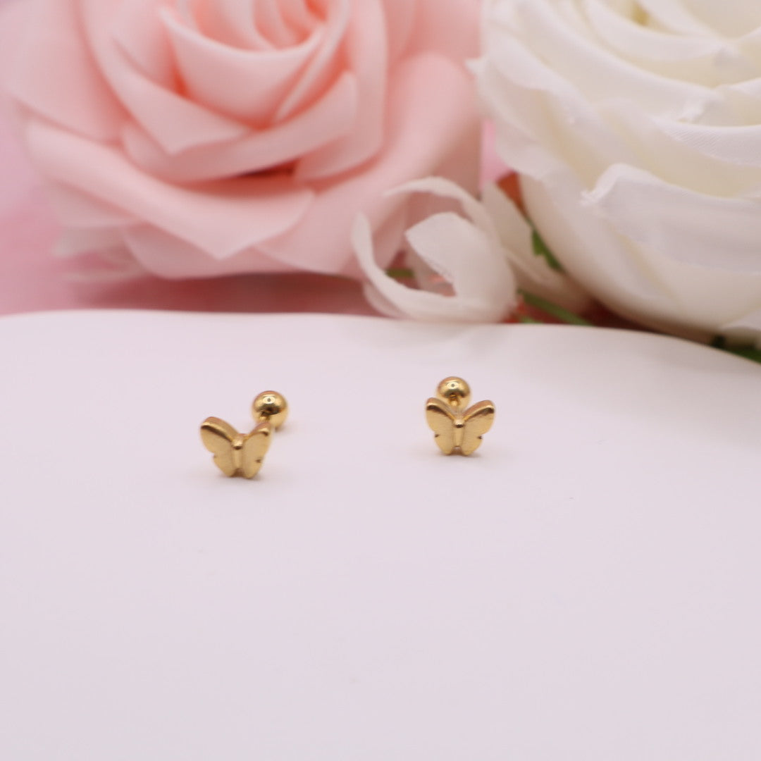 Pendientes con cierre de rosca (broqueles) en acero inoxidable.