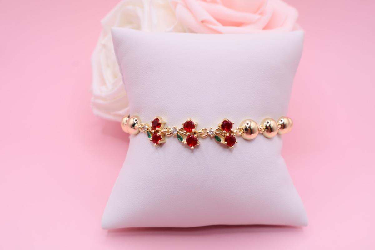Pulsera Cherry con Balines en Oro Laminado 18k