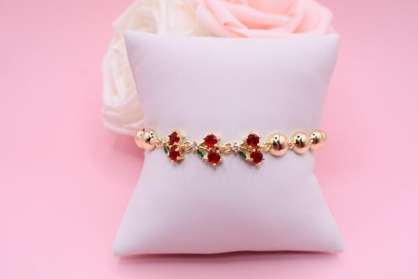 Pulsera Cherry con Balines en Oro Laminado 18k