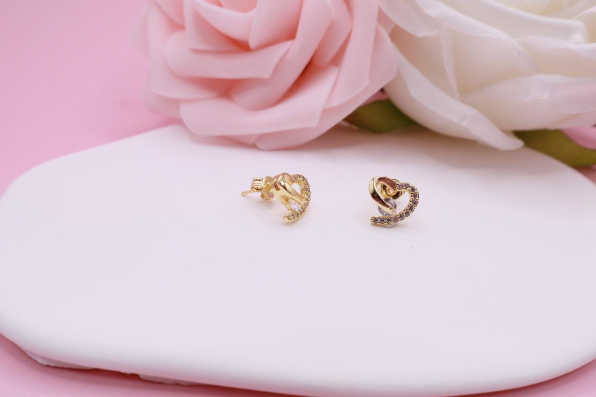Aretes Mini Luxury con Zirconia en Oro Laminado 18K